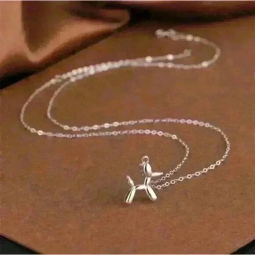 Balloon Dog Pendant Necklace in Sterling Silver